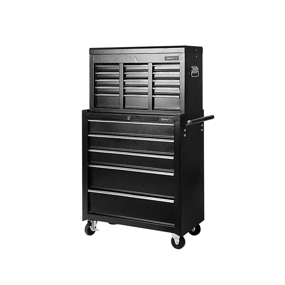 14 Drawers Toolbox Tool Chest Trolley Box Cabinet Cart Garage Storage Black