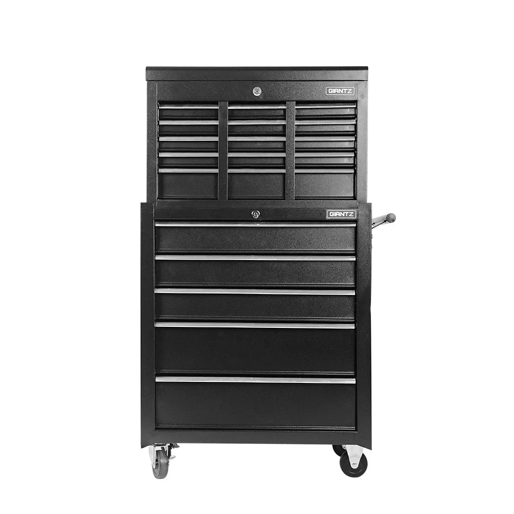 14 Drawers Toolbox Tool Chest Trolley Box Cabinet Cart Garage Storage Black