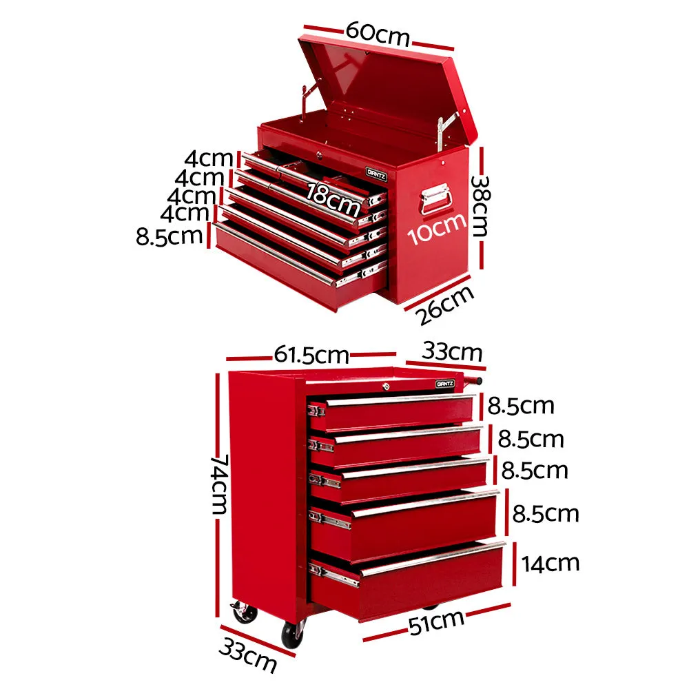 14 Drawers Toolbox Tool Chest Trolley Box Cabinet Cart Garage Storage Red