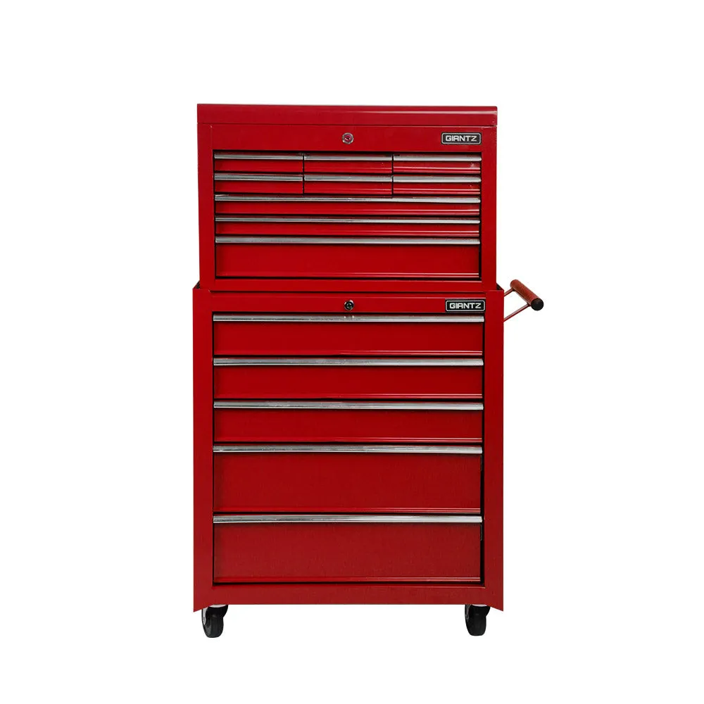 14 Drawers Toolbox Tool Chest Trolley Box Cabinet Cart Garage Storage Red