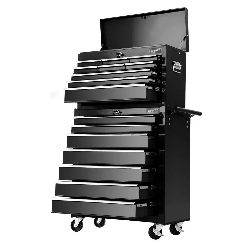 16-Drawer Steel Tool Box Cabinet Chest Trolley, Giantz Black