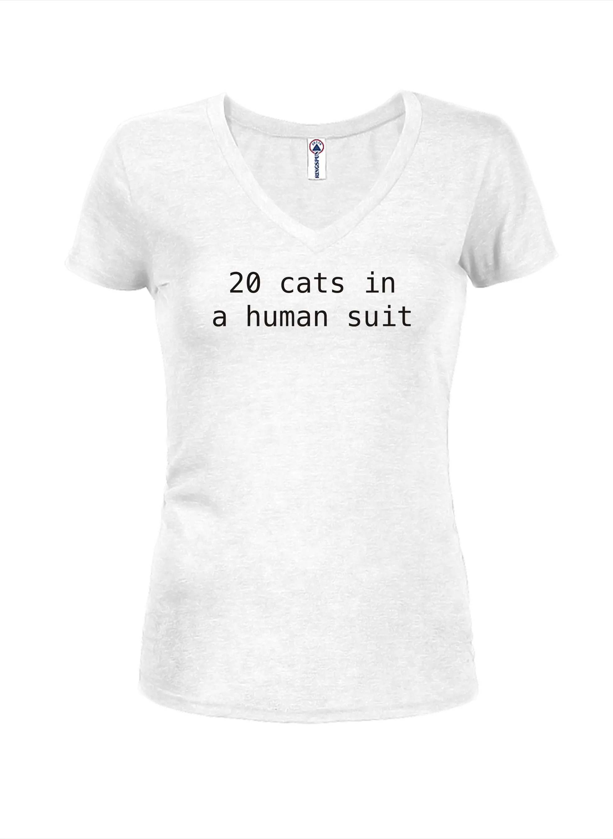 20 cats in a human suit Juniors V Neck T-Shirt