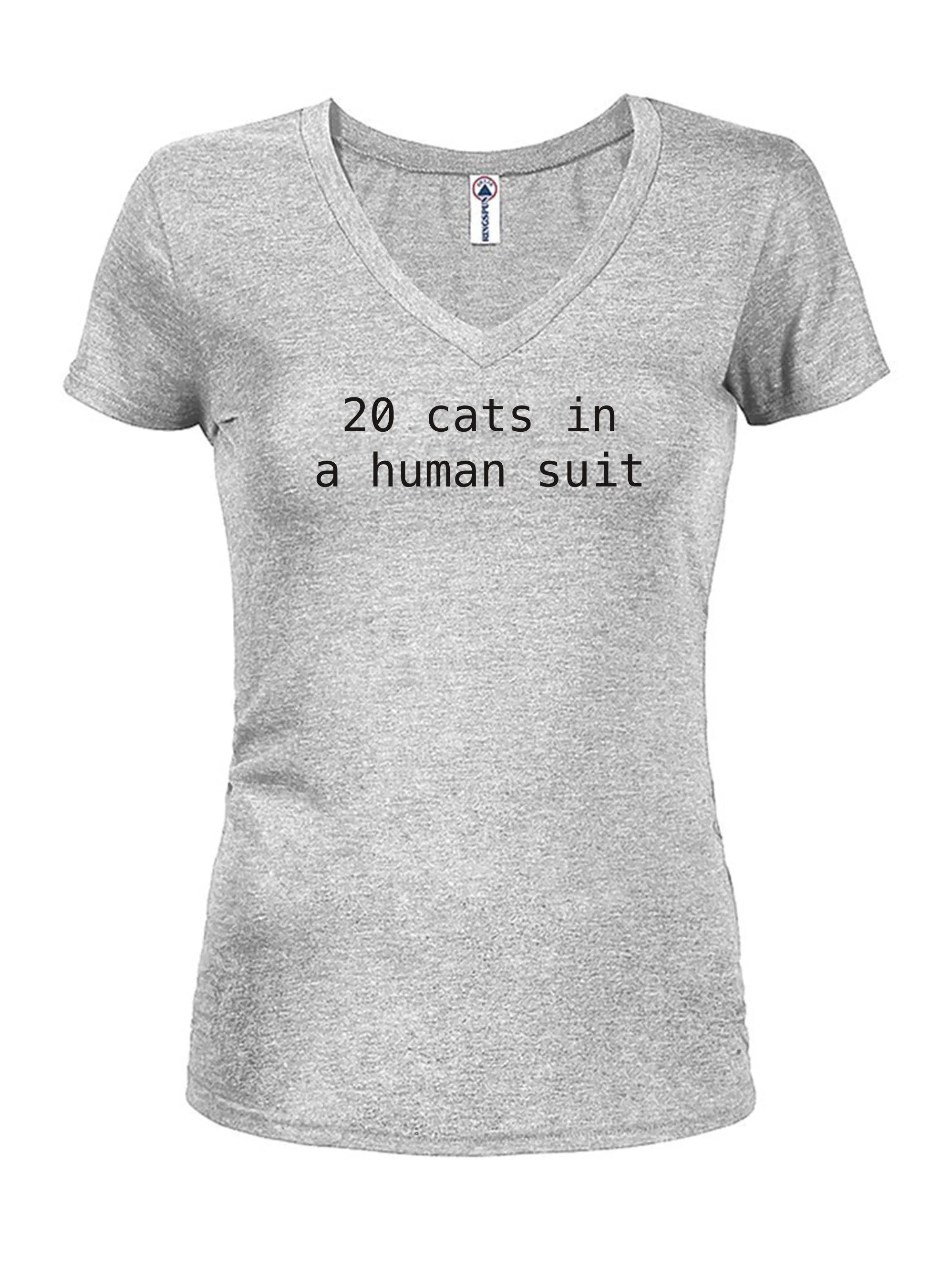 20 cats in a human suit Juniors V Neck T-Shirt