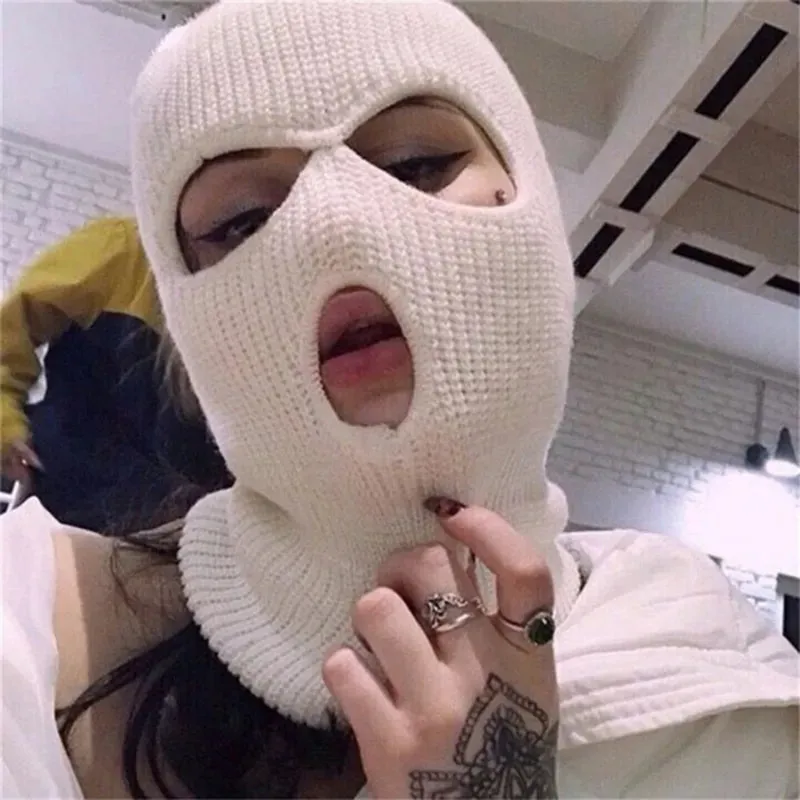 2023 New Fashion 3-Hole Knitted Full Face Cover Ski Mask Winter Balaclava Warm Knit Full Face Mask For Outdoor Sports