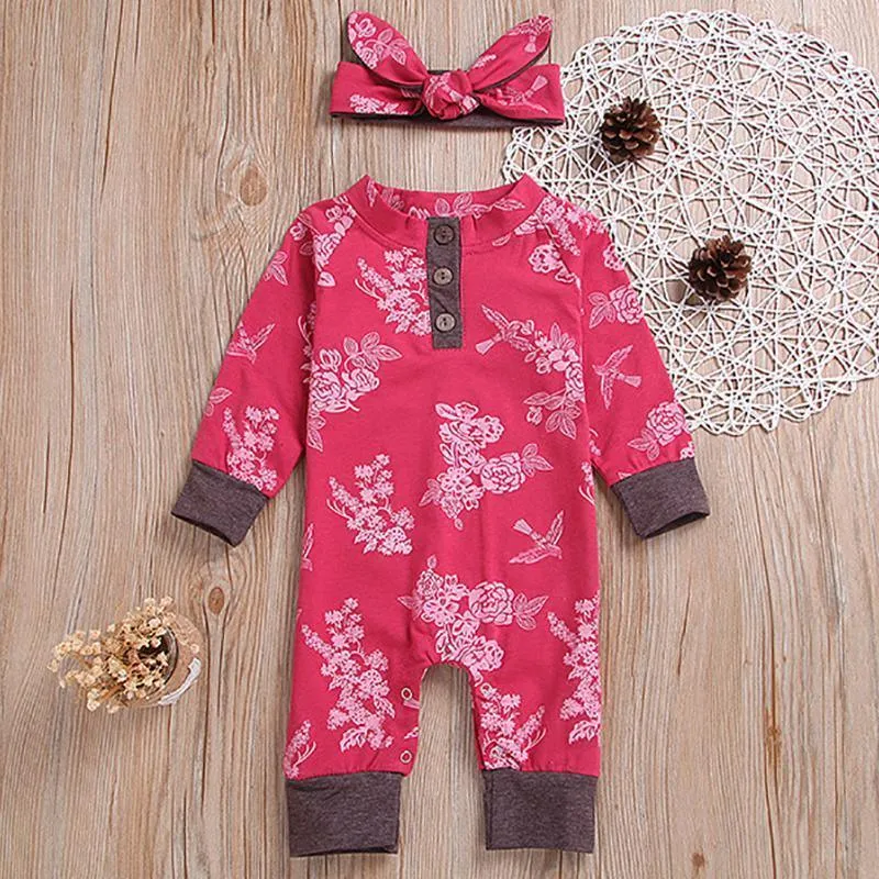 2pcs Floral Fashion Baby Jumpsuits Wholesale children's clothing