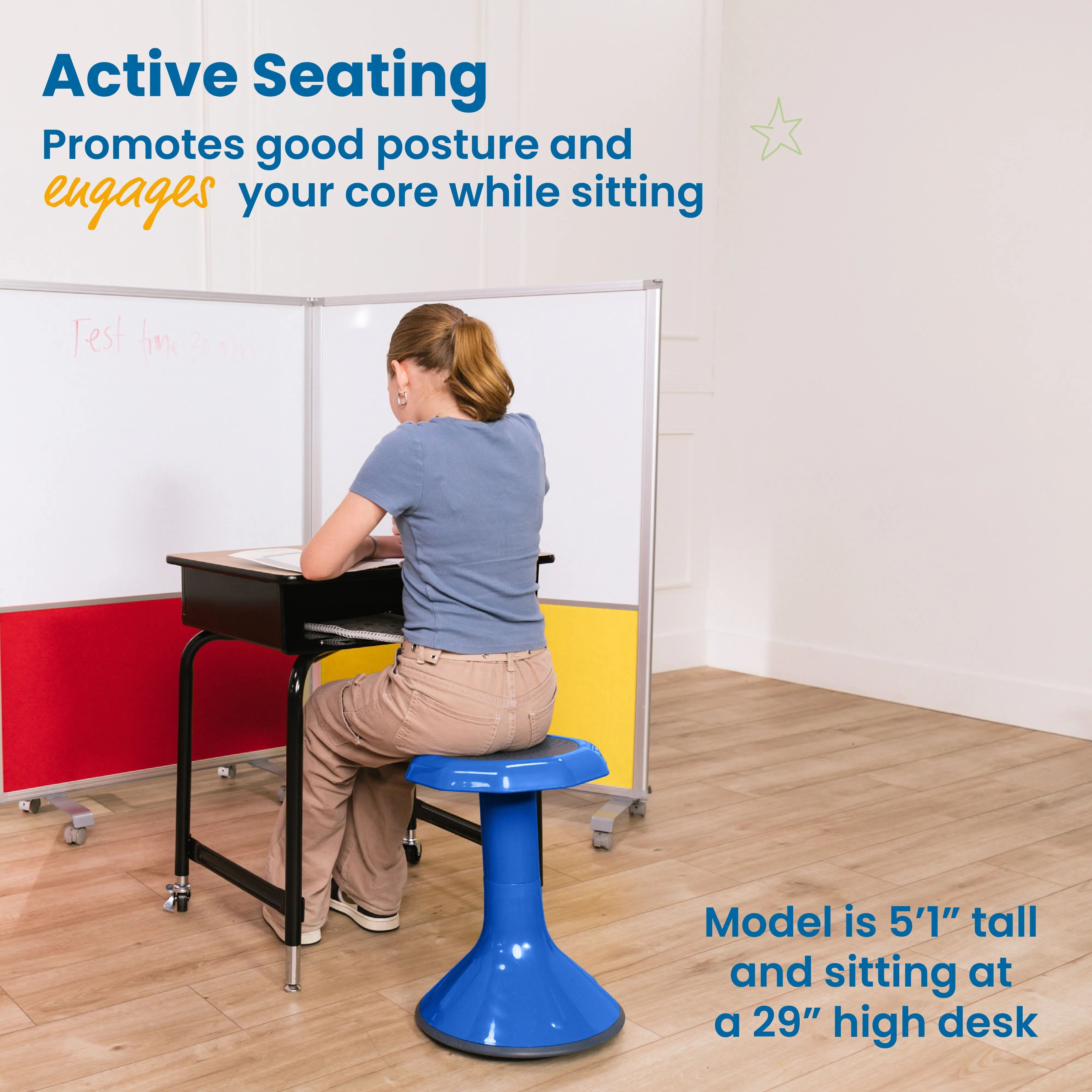 ACE Active Core Engagement Wobble Stool, Portable Flexible Seating, 18in Seat Height