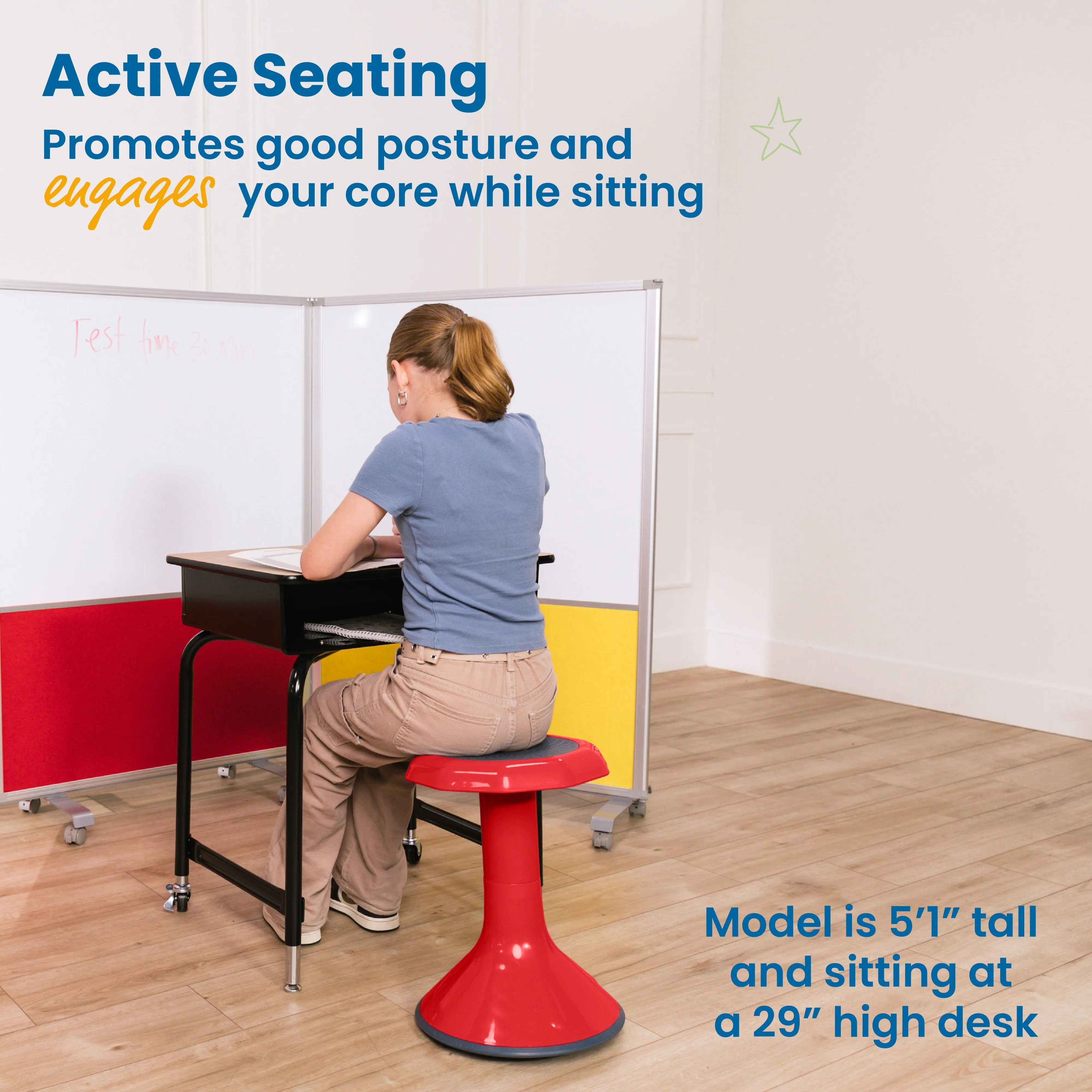 ACE Active Core Engagement Wobble Stool, Portable Flexible Seating, 18in Seat Height