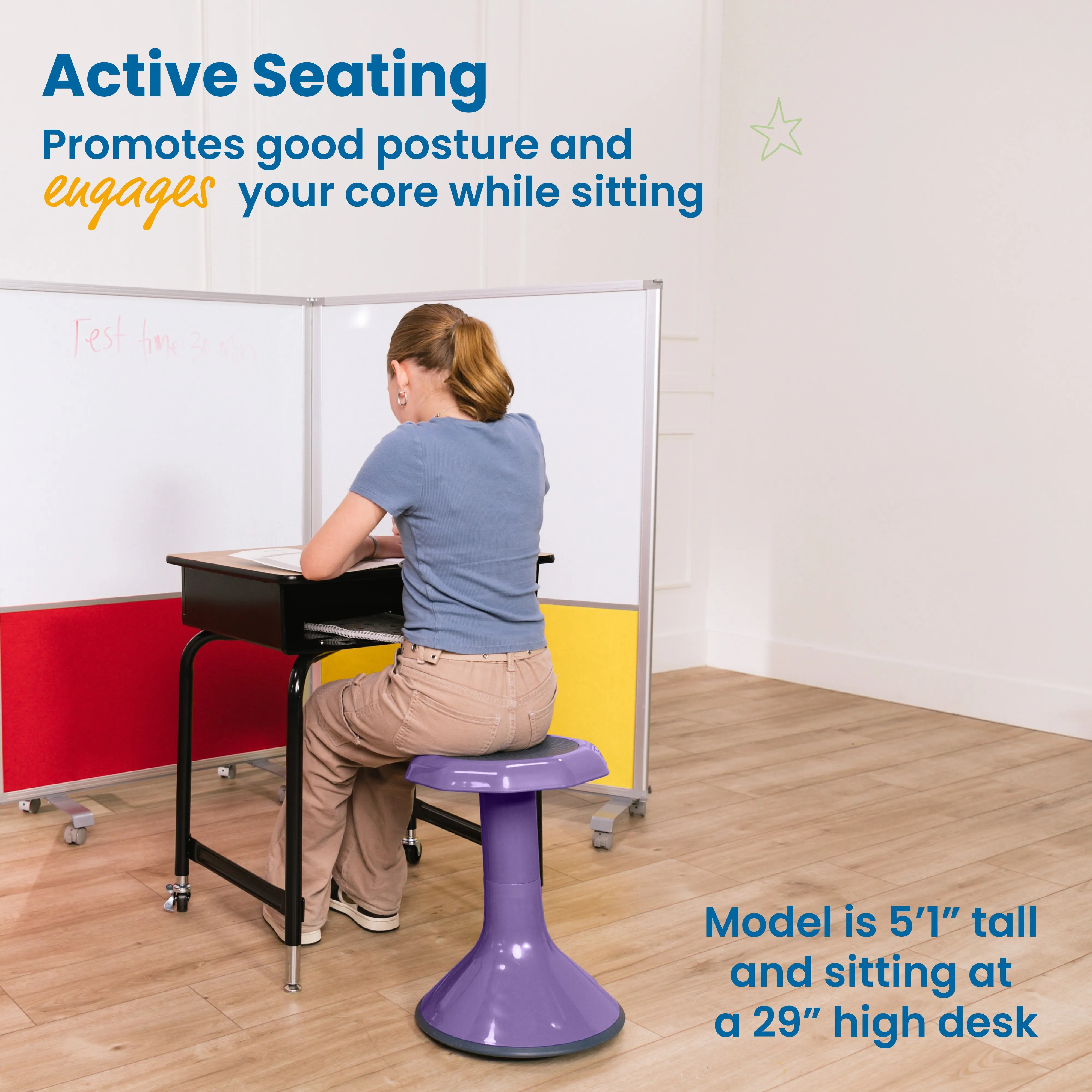 ACE Active Core Engagement Wobble Stool, Portable Flexible Seating, 18in Seat Height