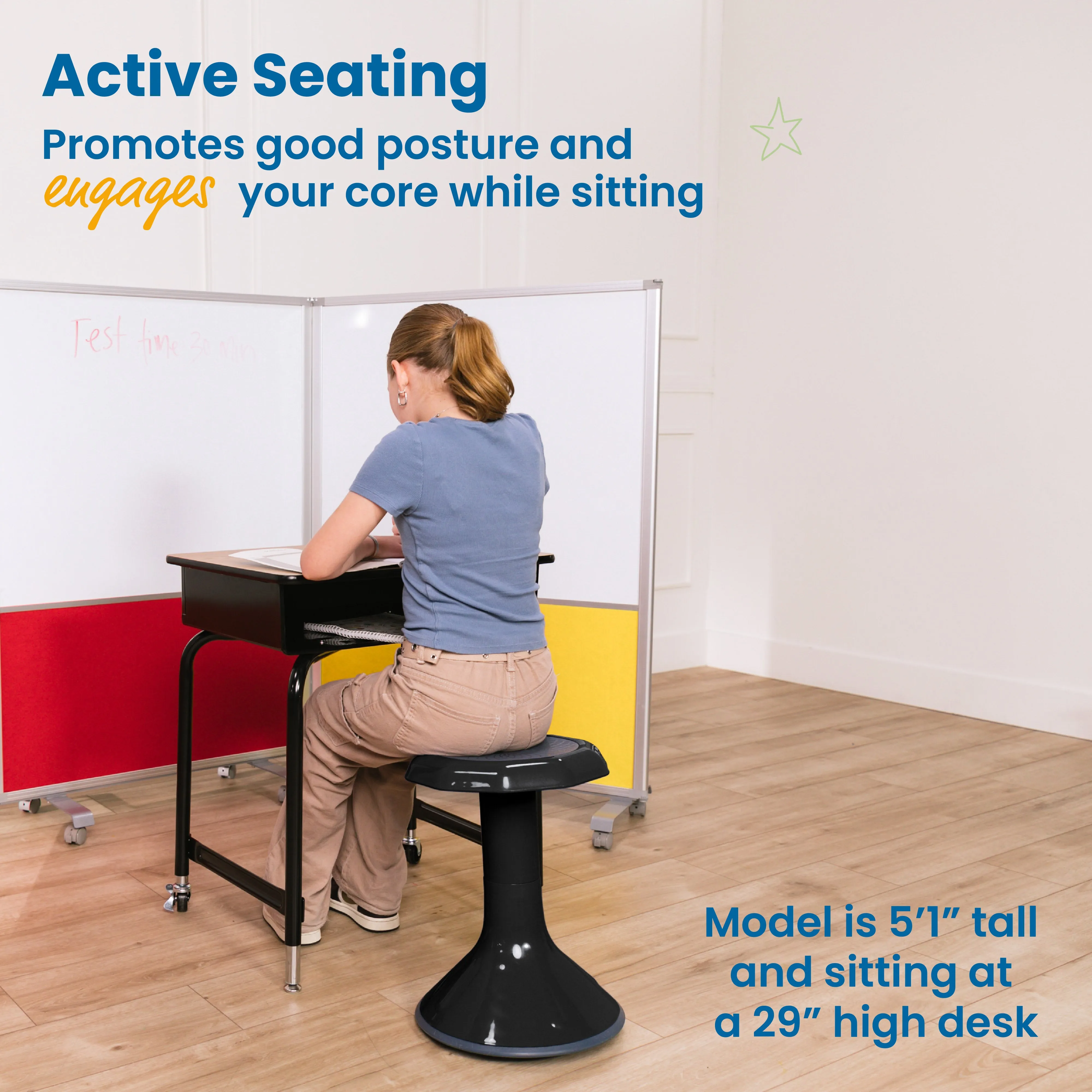 ACE Active Core Engagement Wobble Stool, Portable Flexible Seating, 18in Seat Height