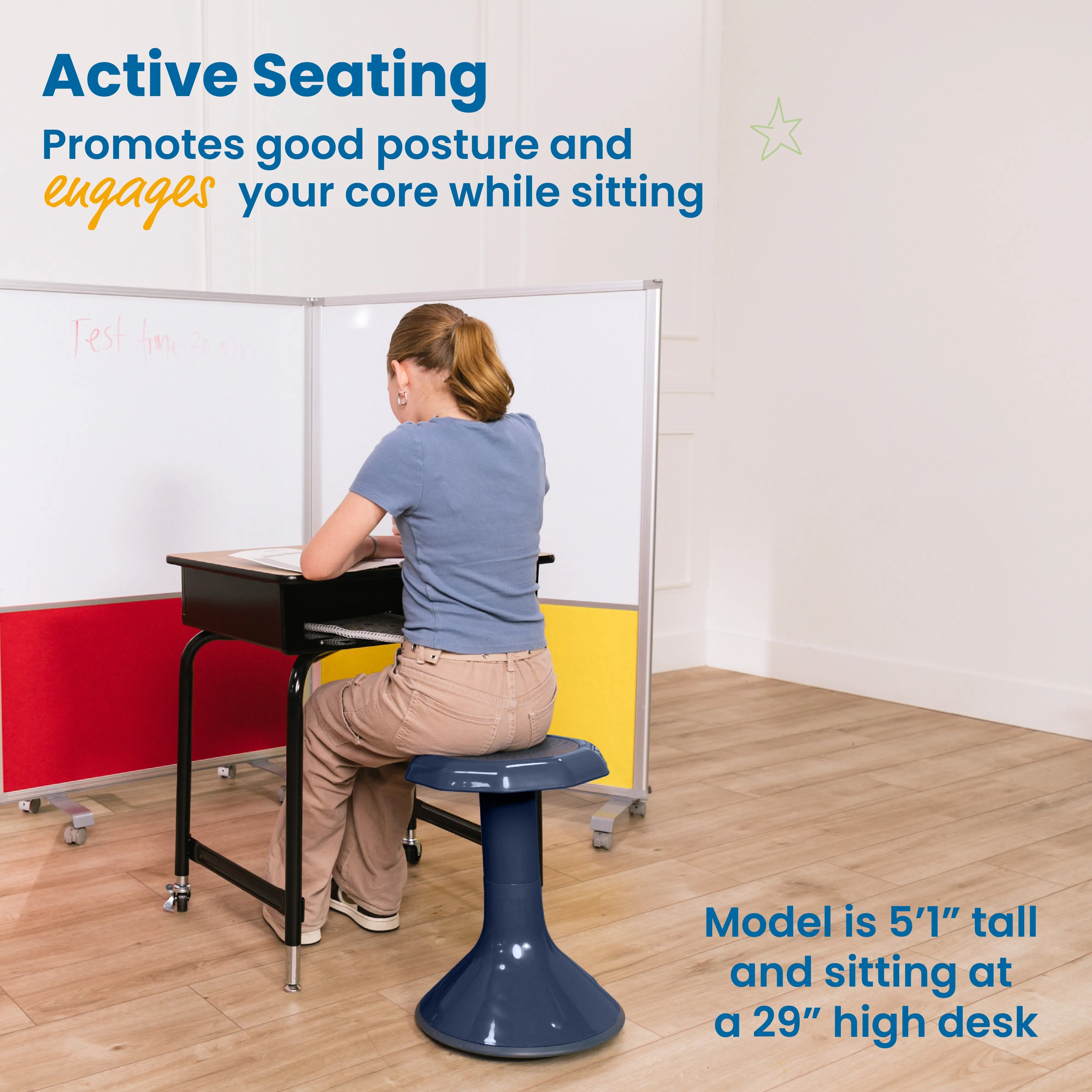 ACE Active Core Engagement Wobble Stool, Portable Flexible Seating, 18in Seat Height