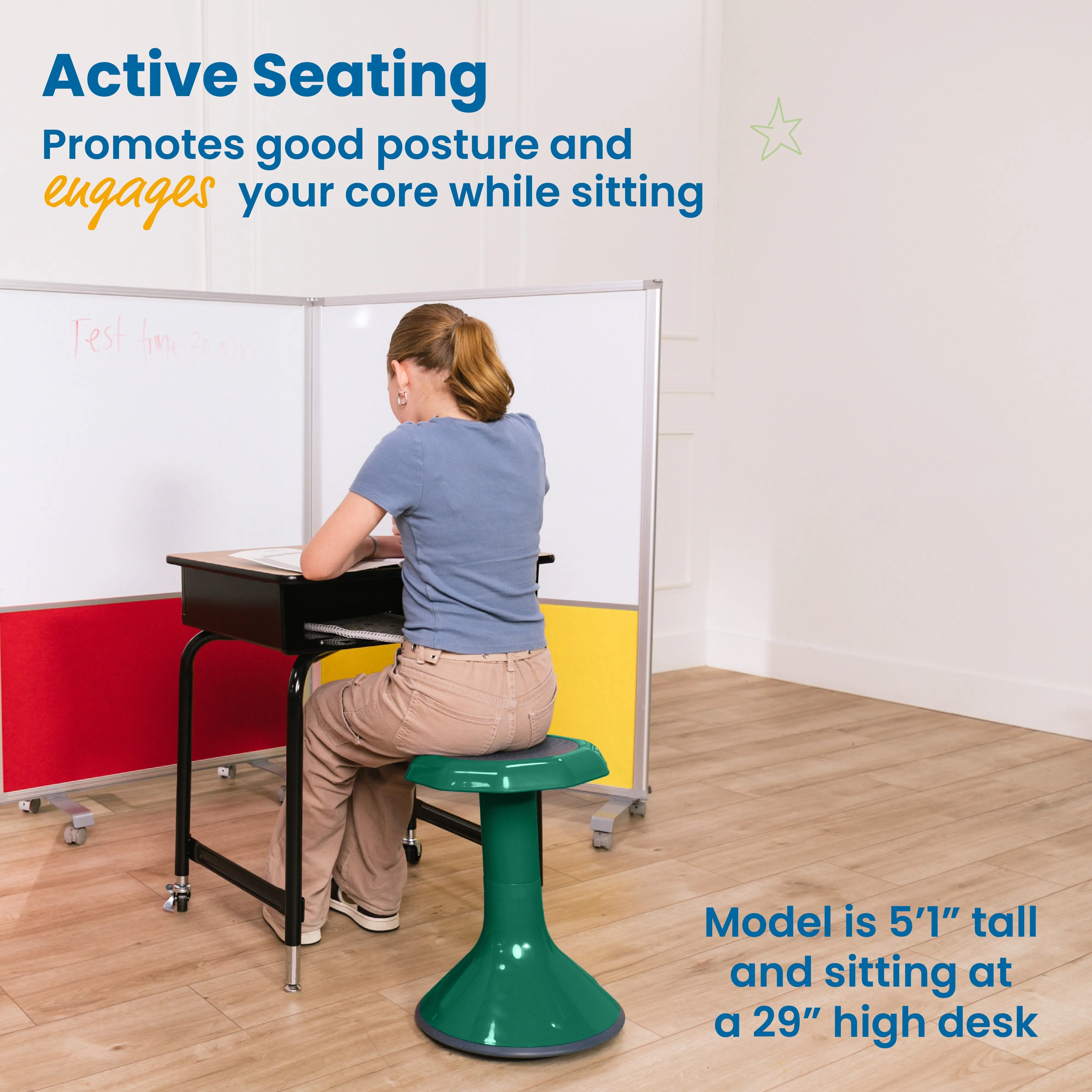 ACE Active Core Engagement Wobble Stool, Portable Flexible Seating, 18in Seat Height