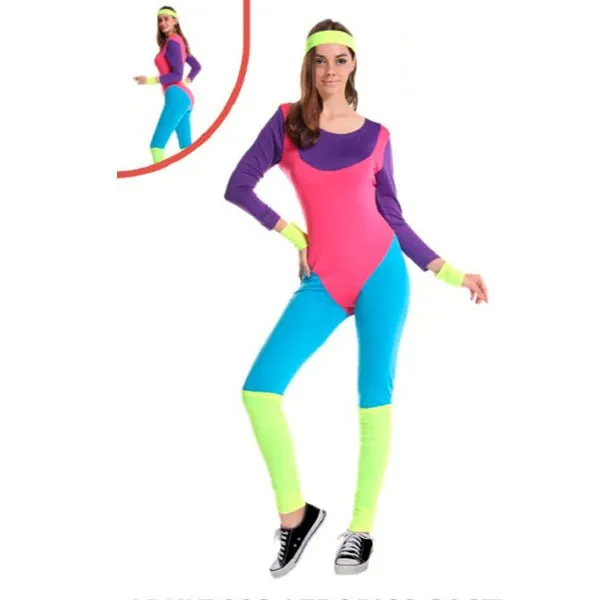 Adult 80's Style Retro Fitness Aerobics Jumpsuit Costume