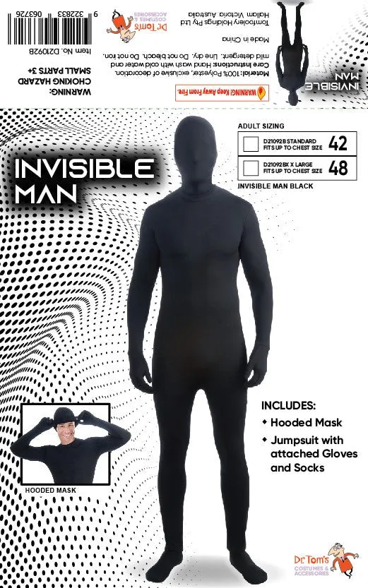 Adult Black Invisible Man Morphsuit