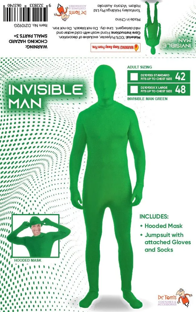 Adult Green Invisible Man Morphsuit