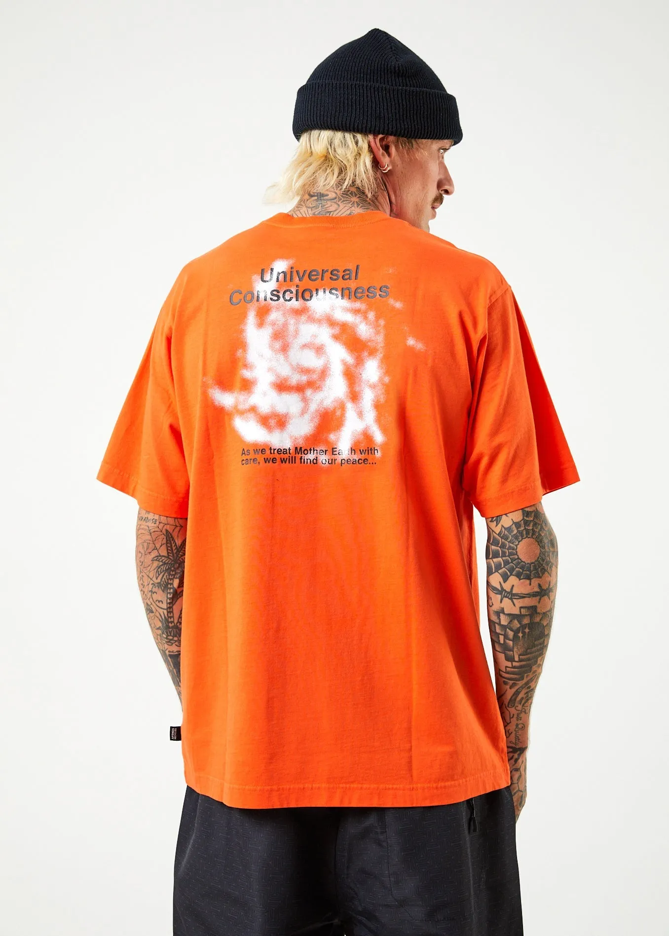 Afends Mens Universal - Recycled Retro Graphic T-Shirt - Orange