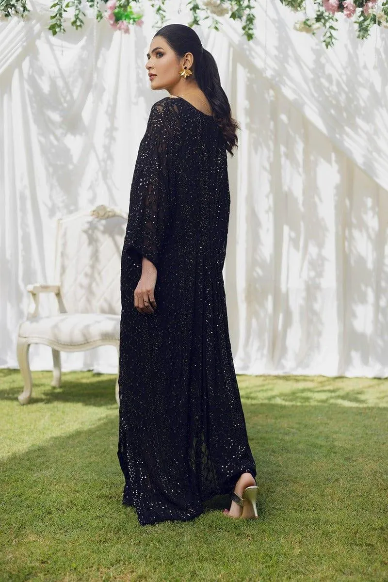 Aisha Fatema - Midnight Black - Embroidered Chiffon - 2 Piece