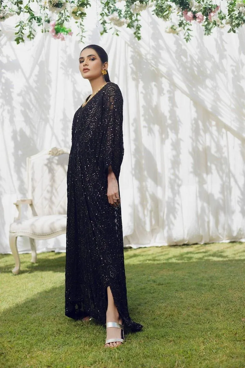 Aisha Fatema - Midnight Black - Embroidered Chiffon - 2 Piece