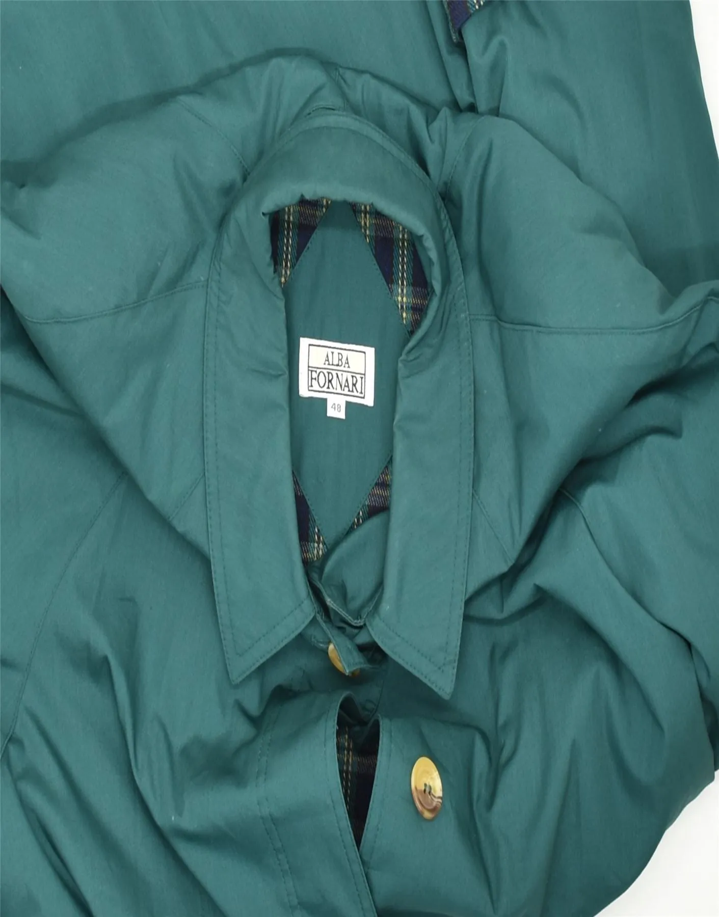 ALBA FORNARI Womens Overcoat IT 48 XL Green Polyester Classic