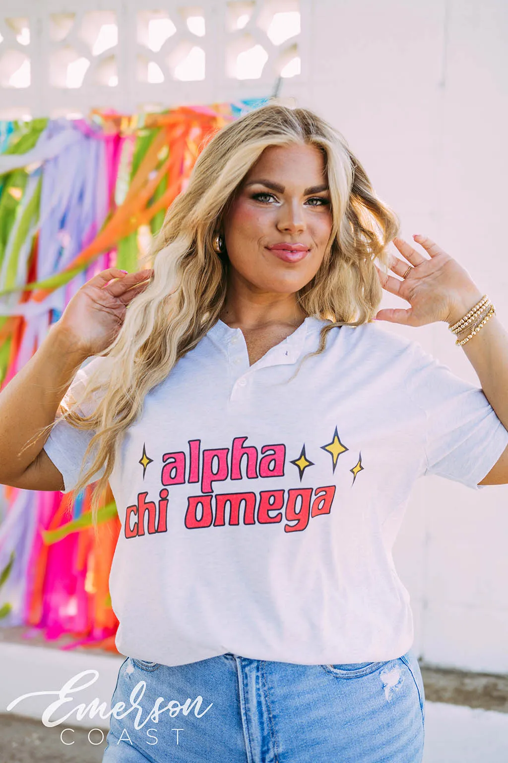 Alpha Chi Omega Sparkles Henley