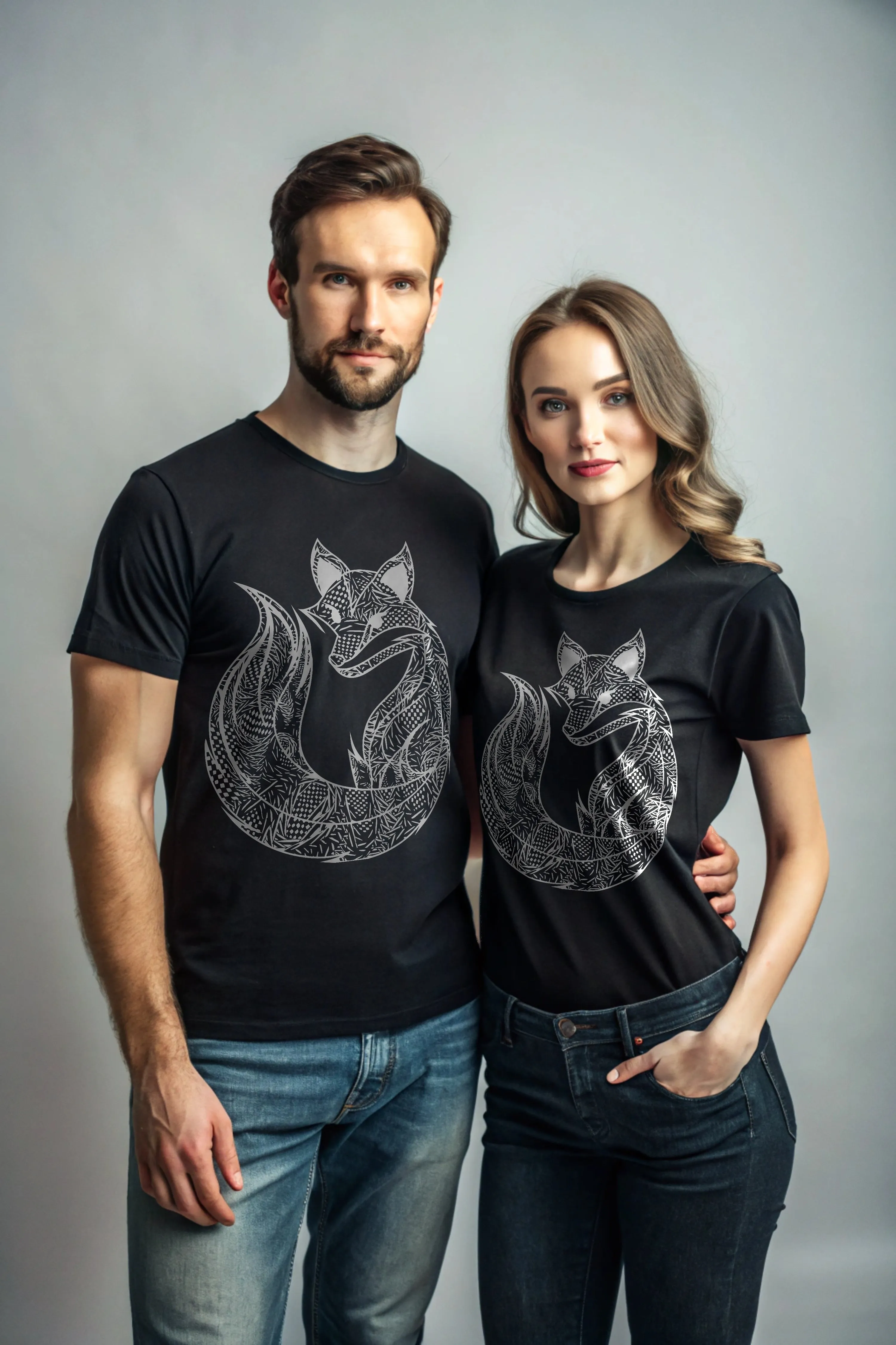 Art Fox T-Shirt - 100% Cotton Unisex Crewneck Half Sleeve