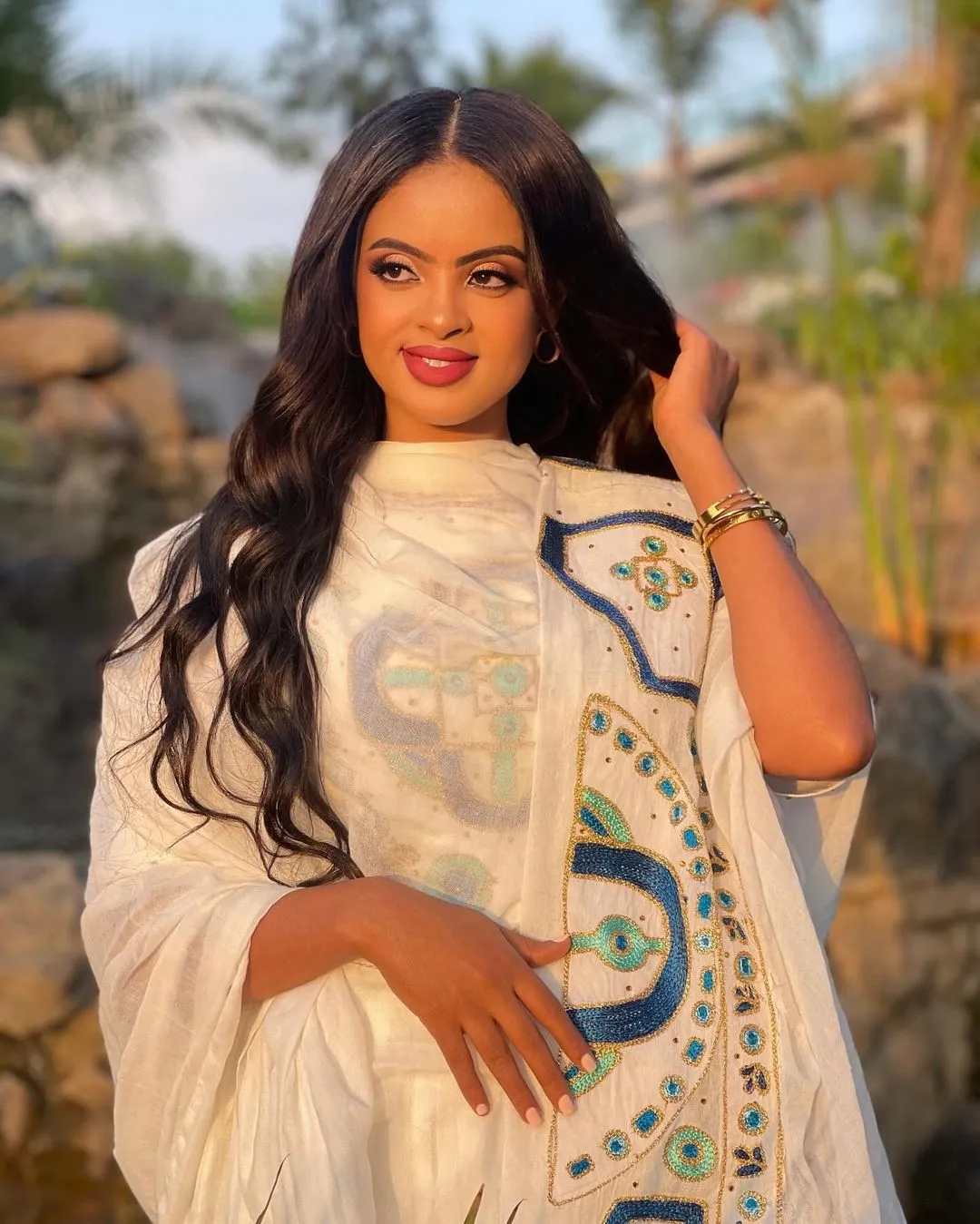 Artisanal Splendor Habesha dress Handcrafted Beadwork Adorns Exquisite Habesha kemis