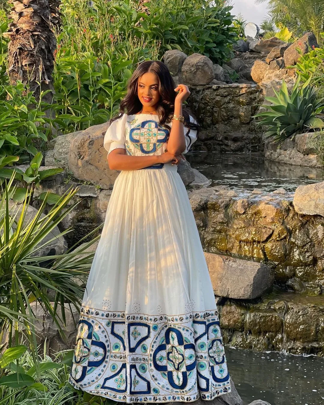 Artisanal Splendor Habesha dress Handcrafted Beadwork Adorns Exquisite Habesha kemis