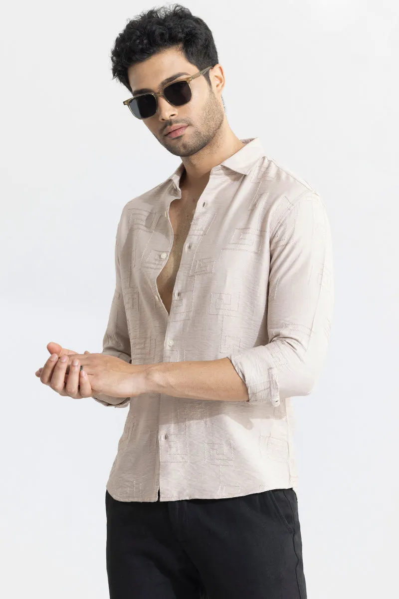 Artisanal Stitch Khaki Shirt