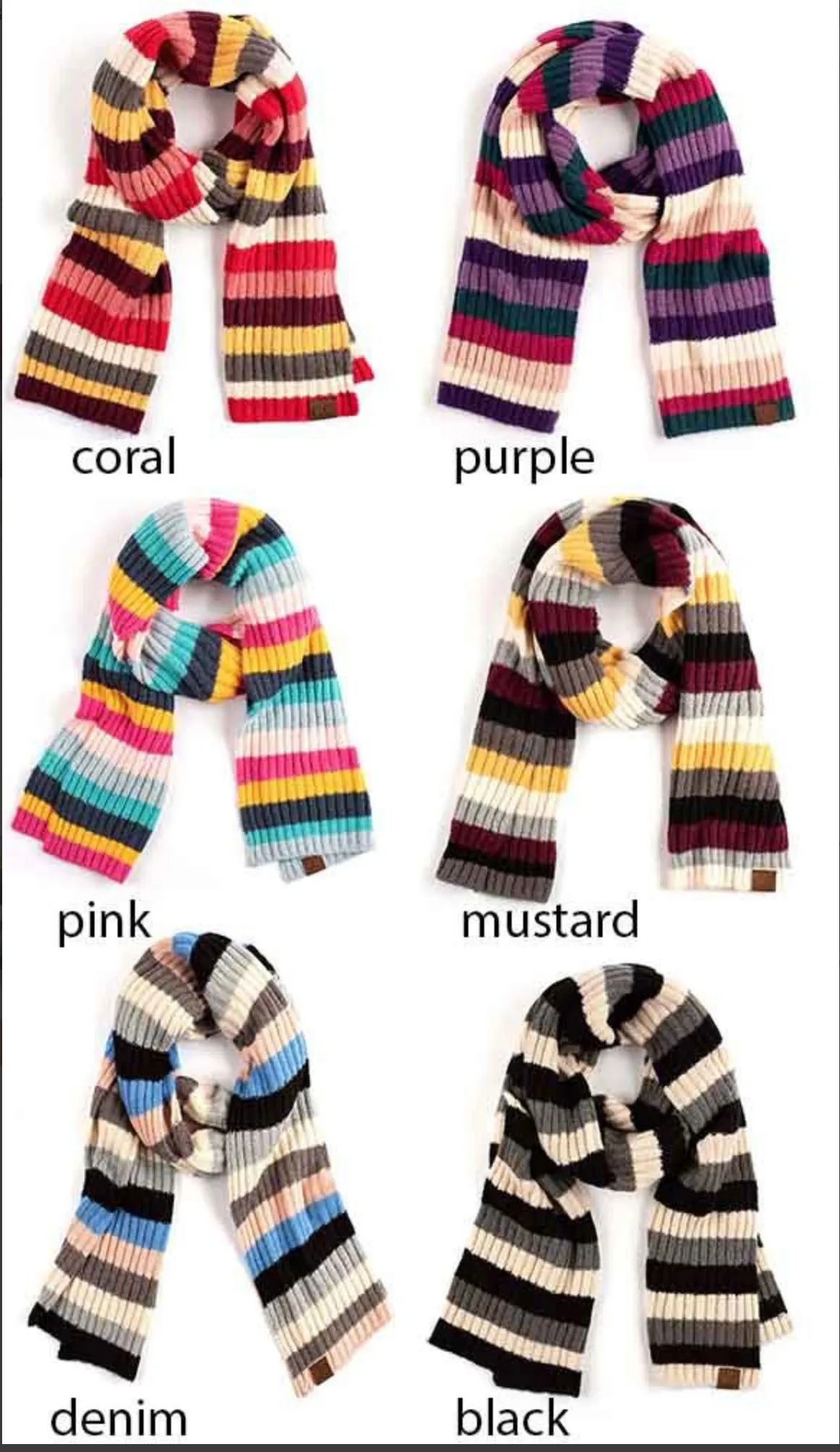 Authentic CC Multi Striped Ribbed Collection Hat, Scarf and Gloves (all sold separately)