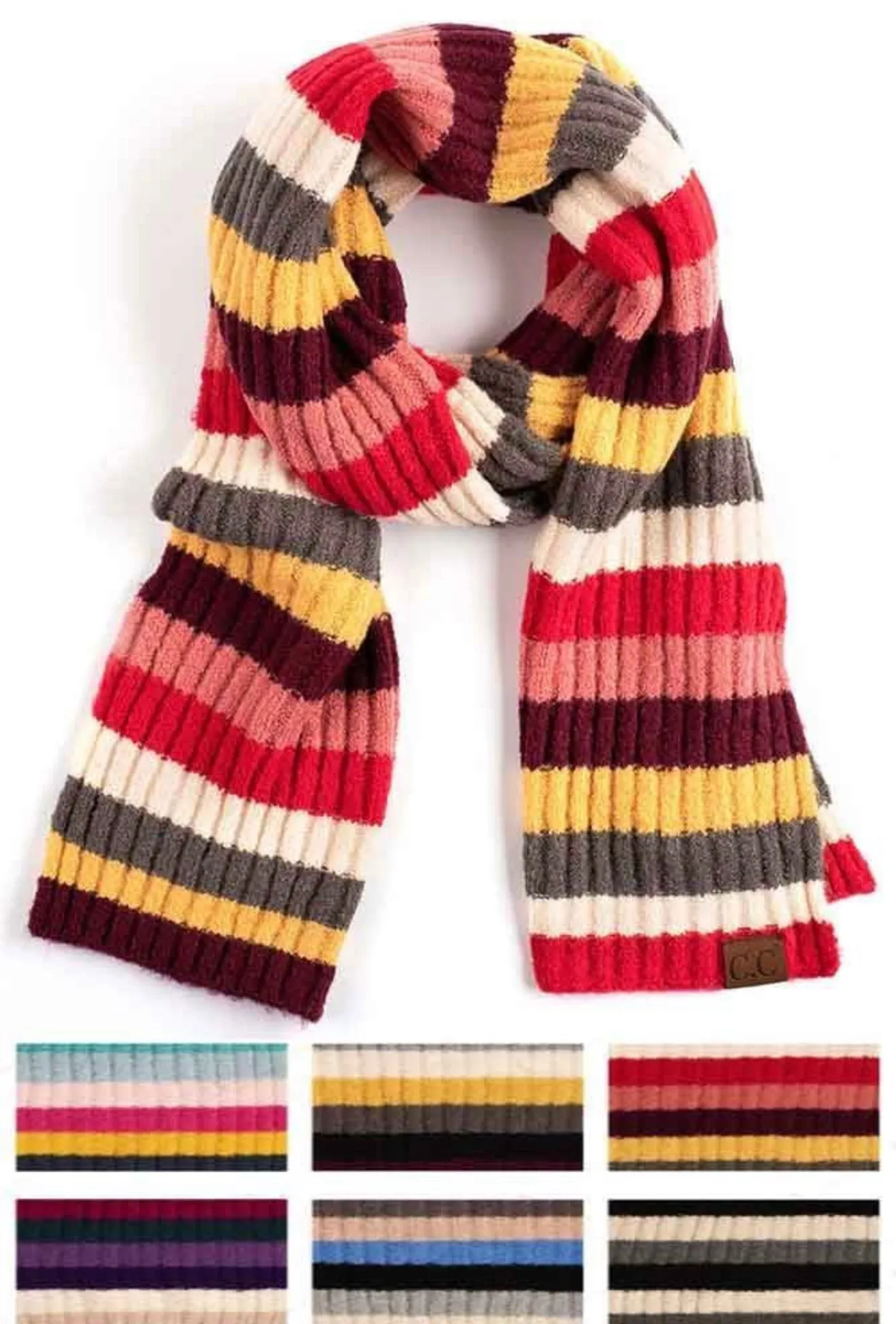 Authentic CC Multi Striped Ribbed Collection Hat, Scarf and Gloves (all sold separately)