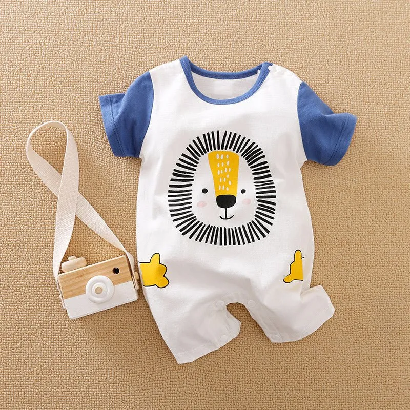 Baby's Cartoon Animal Design Short Sleeve Jumpsuit