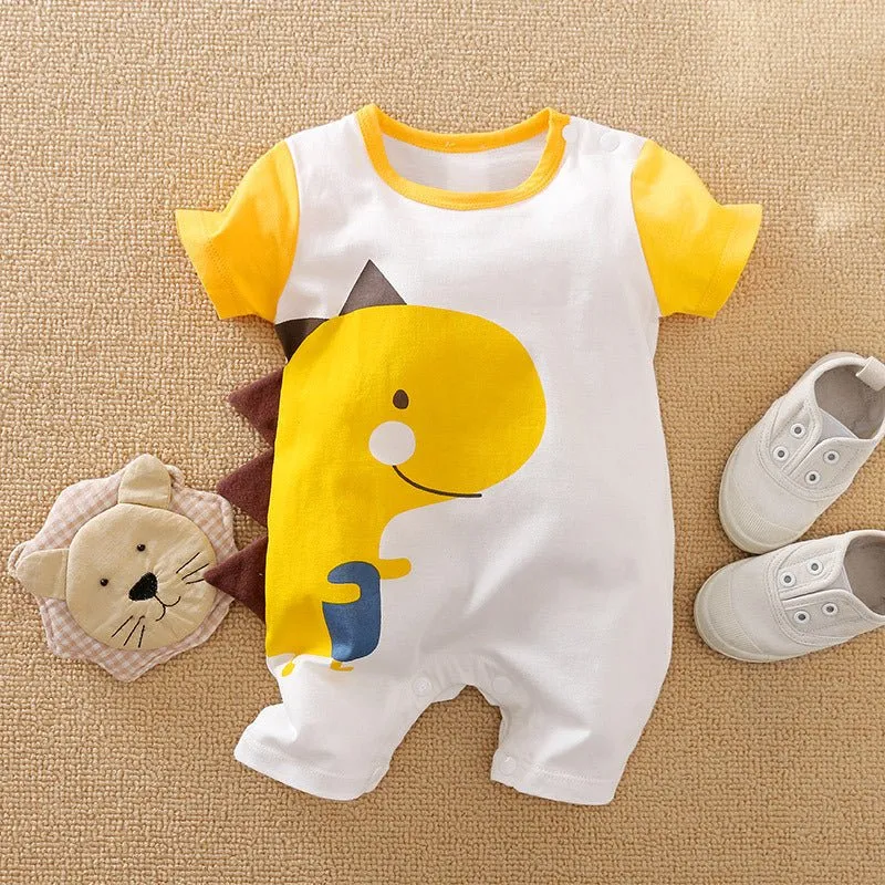 Baby's Cartoon Animal Design Short Sleeve Jumpsuit