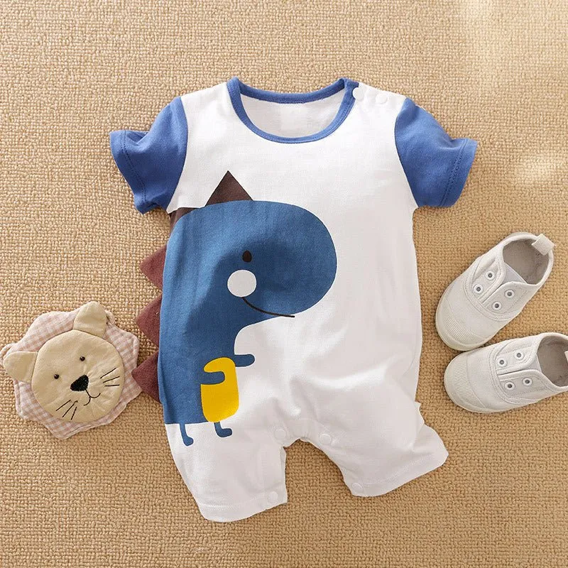 Baby's Cartoon Animal Design Short Sleeve Jumpsuit