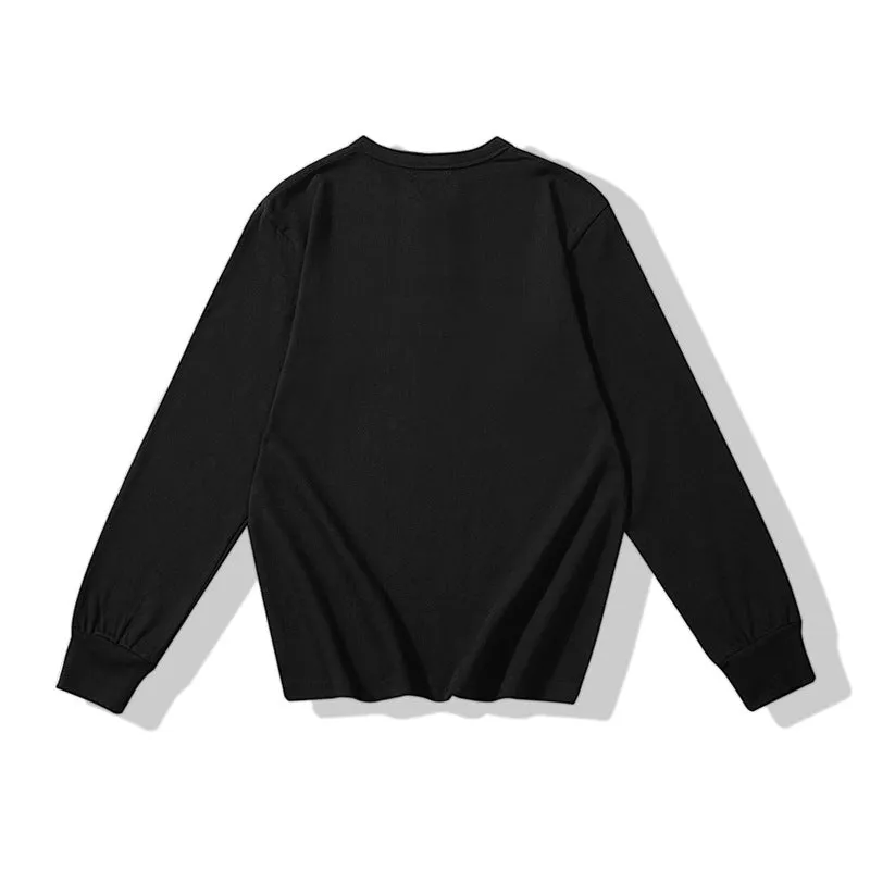 Basic Thickened Solid Henley Collar Long Sleeve T-Shirt