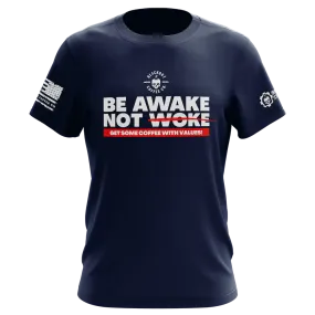 Be Awake Not Woke Navy Blue T-Shirt