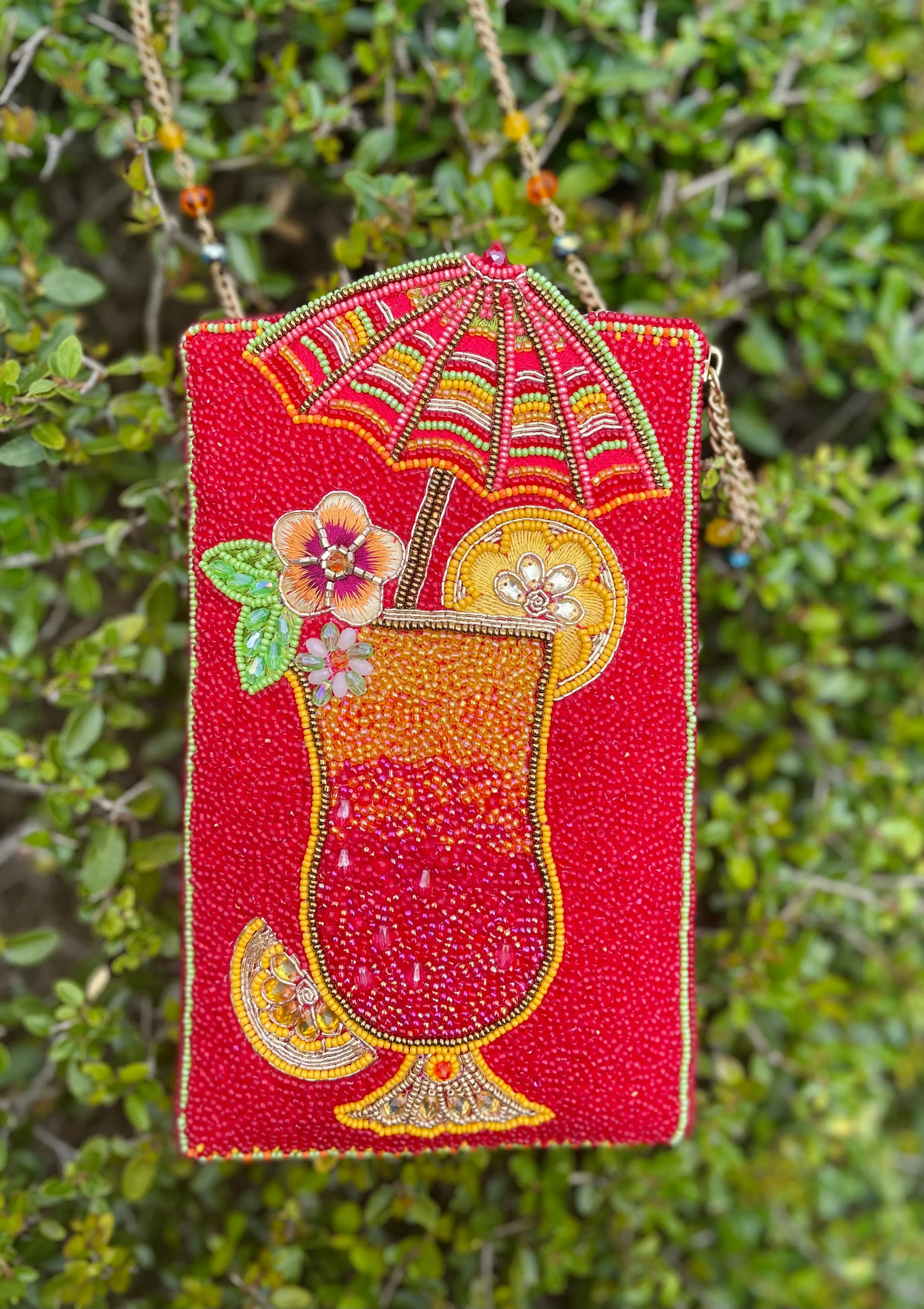 Beachy Keen Beaded Cocktail Crossbody Phone Bag