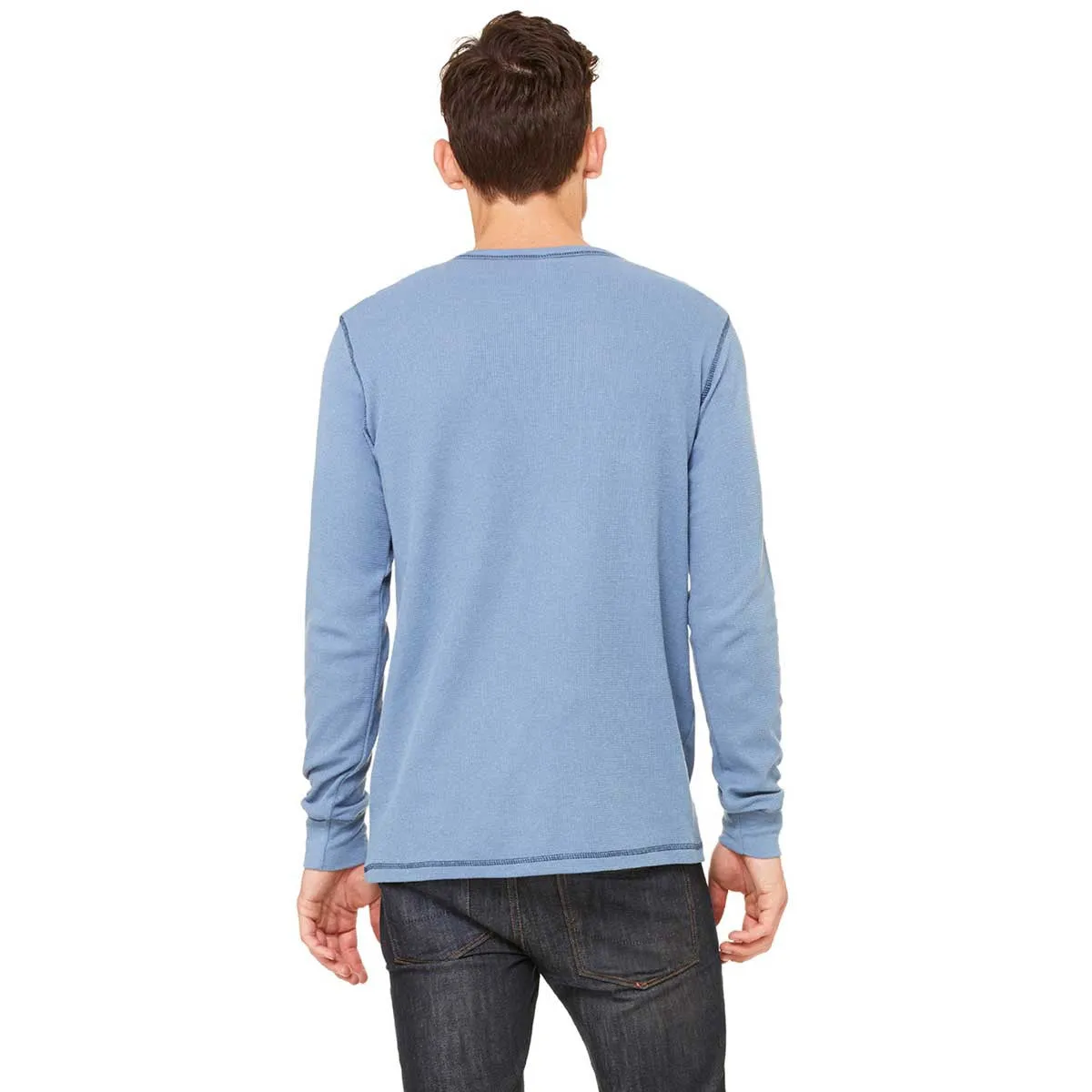 Bella   Canvas Men's Steel Blue/Navy Thermal Long-Sleeve T-Shirt