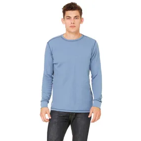 Bella   Canvas Men's Steel Blue/Navy Thermal Long-Sleeve T-Shirt