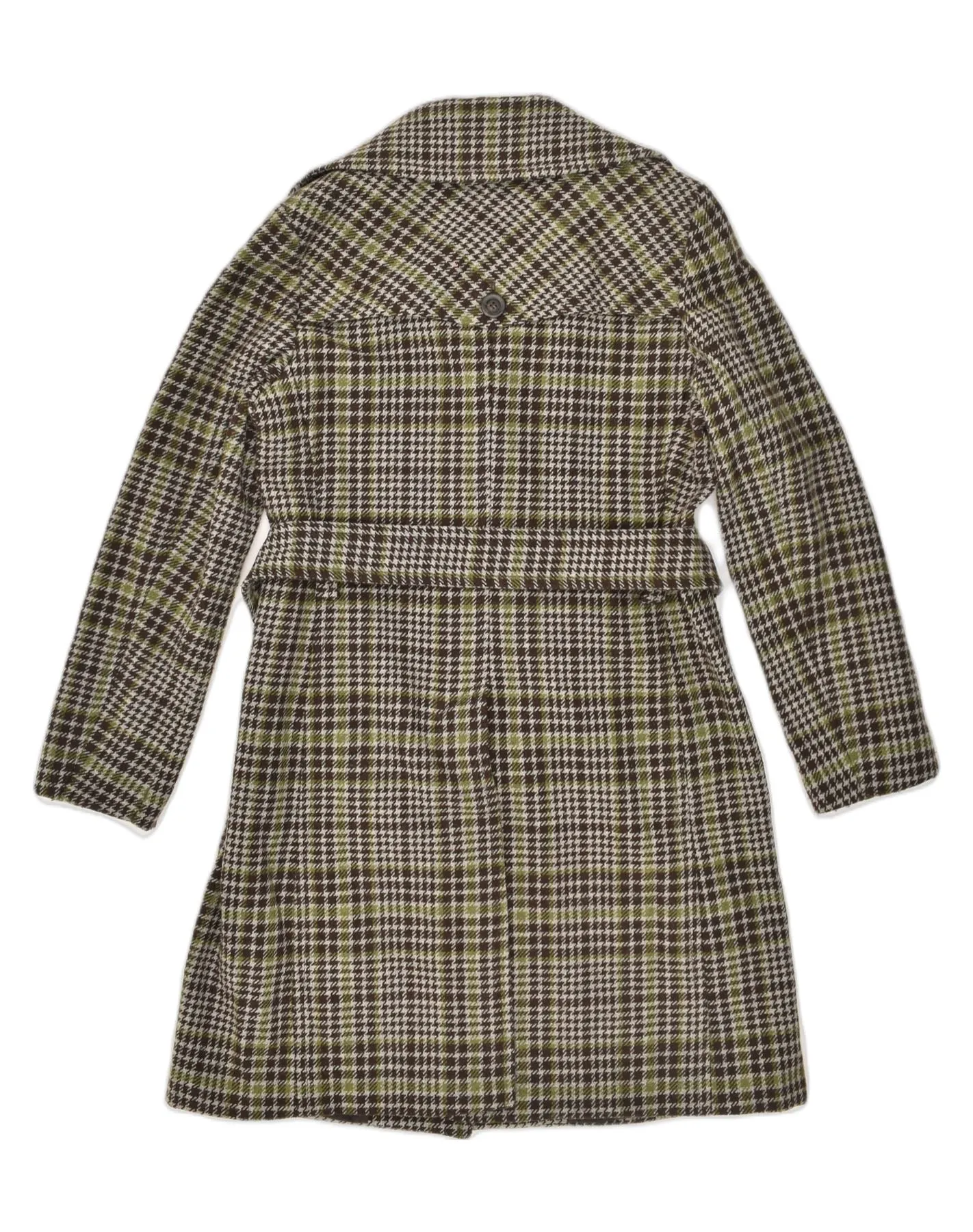 BENETTON Womens Overcoat IT 44 Medium Green Check Wool