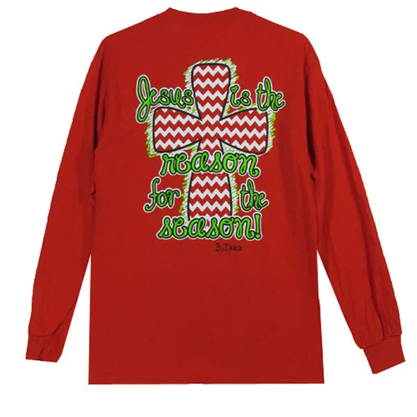 Bjaxx Jesus is the Reason for the Season Cross Christmas Long Sleeve Christian T Shirt