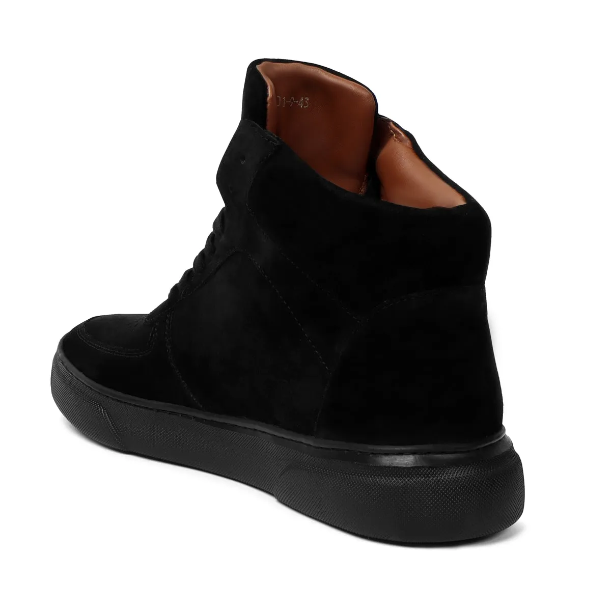 Black Detailing Suede Leather Mid Top Sneakers by Brune & Bareskin