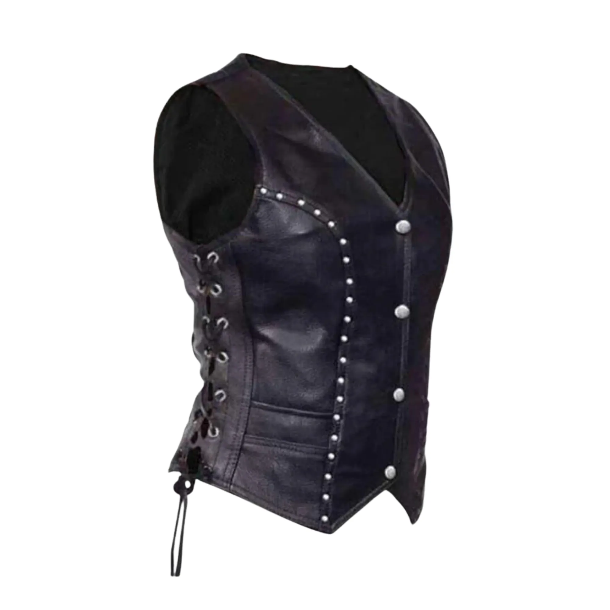 Black Leather Vest for Women