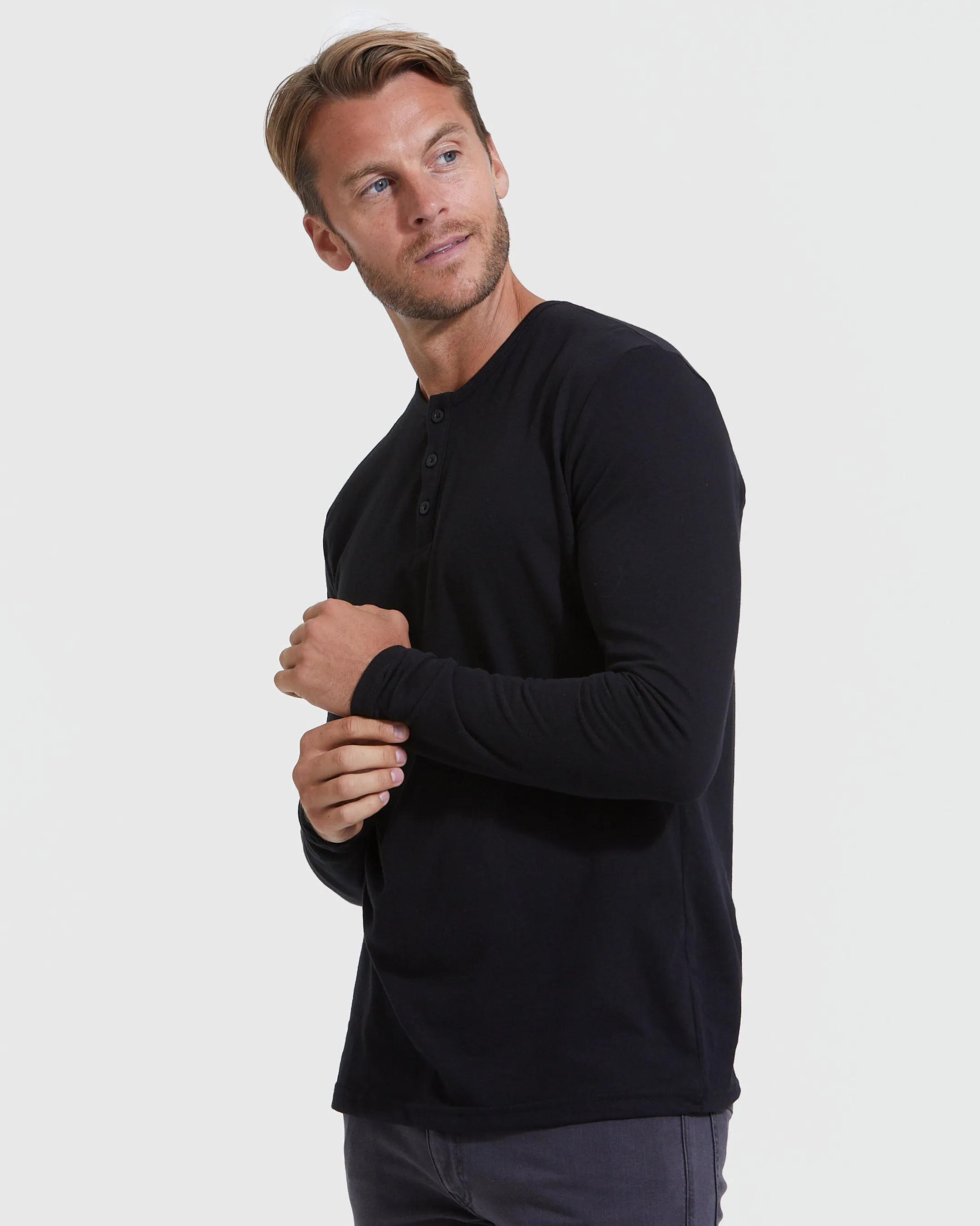 Black Long Sleeve Henley