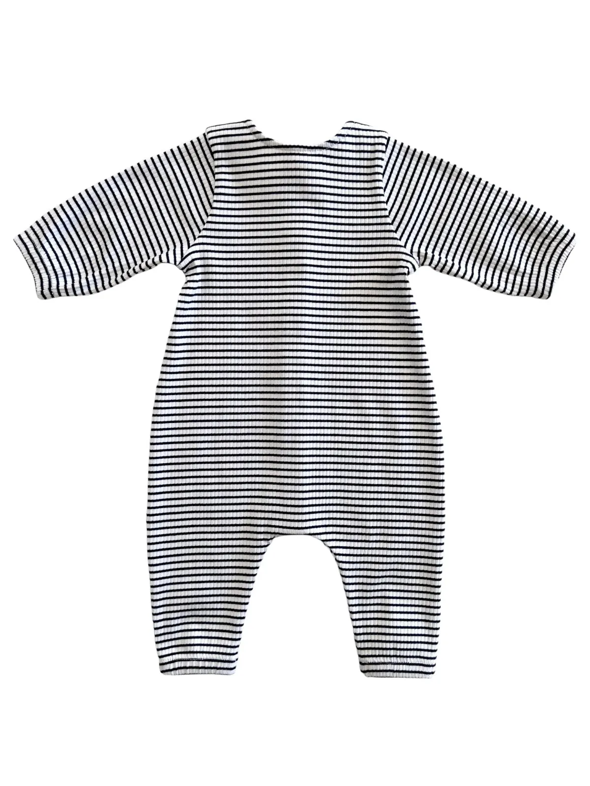 Black Stripe / Organic Ribbed Long Sleeve Bay Jumpsuit