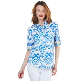 Blue Ikat Popover Shirt