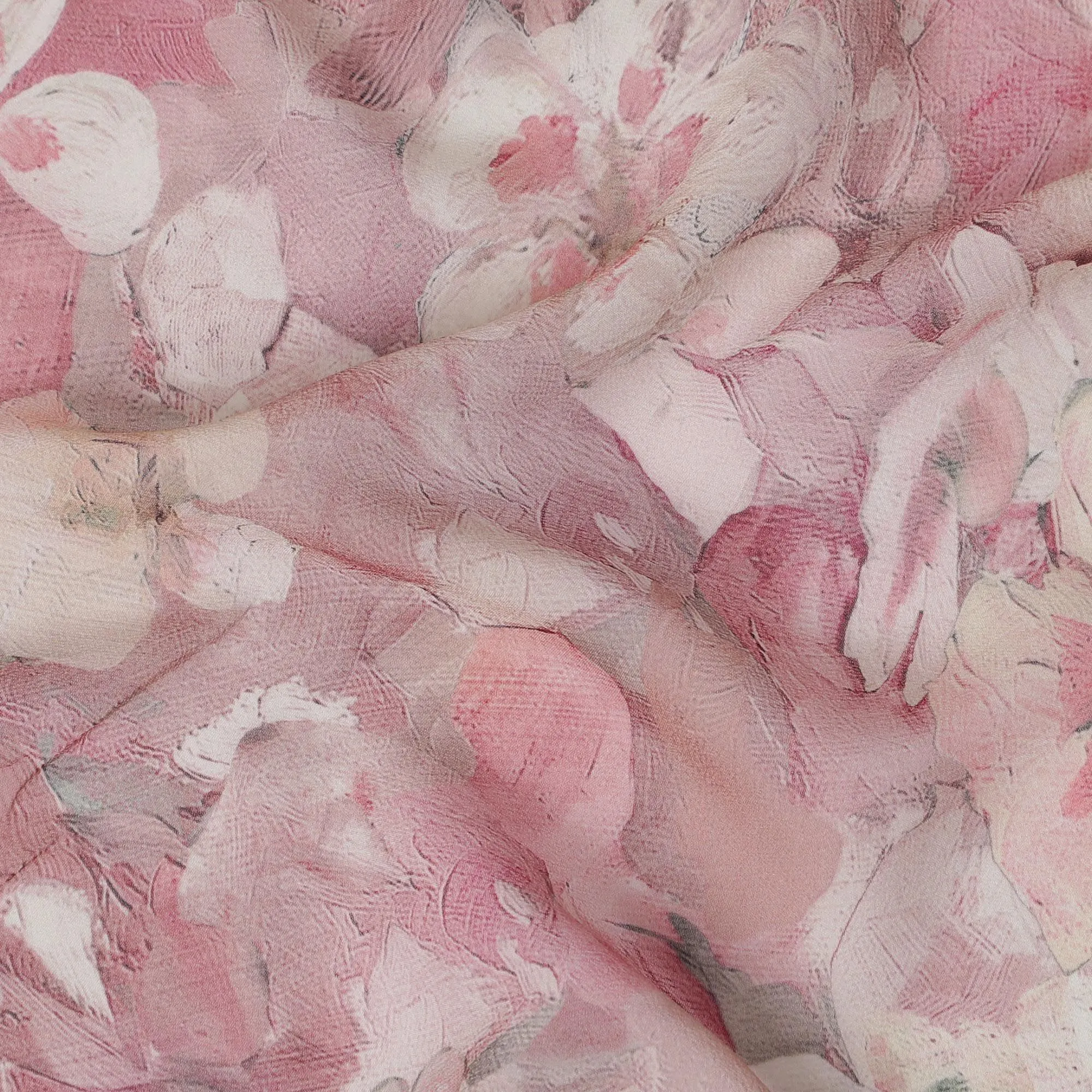 Blushing Petals Viscose Crepe Fabric - 110cm Wide, Exquisite Texture, Purchase Online-D18101