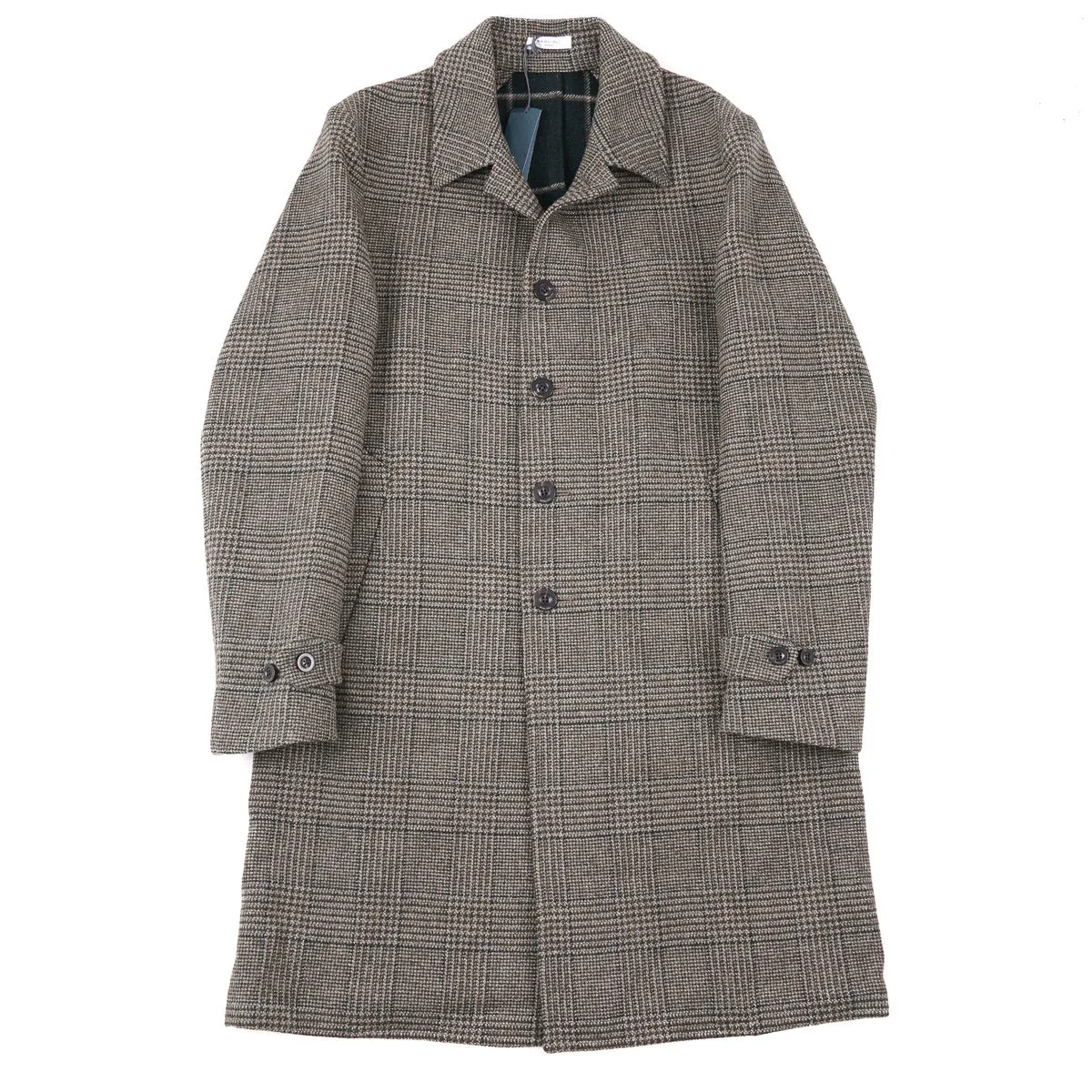 Boglioli Plaid Brushed Wool Overcoat