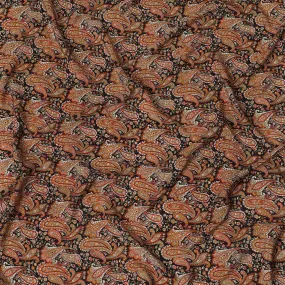 Bohemian Spice Paisley Pure Silk Crepe Fabric - Vibrant, Artisanal Print, 110cm Width, Made in India - Buy Online by the Meter-D18034