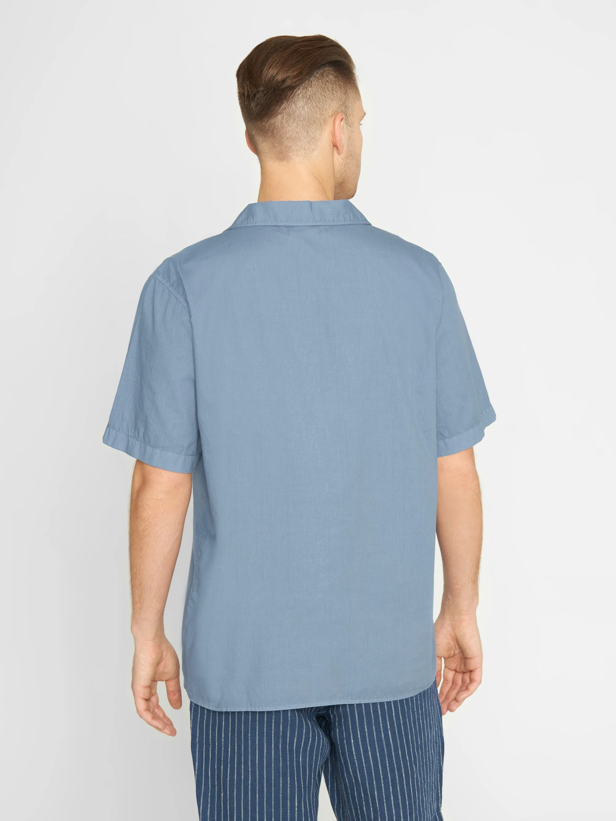 Boxed fit cord look short sleeve shirt - Asley Blue