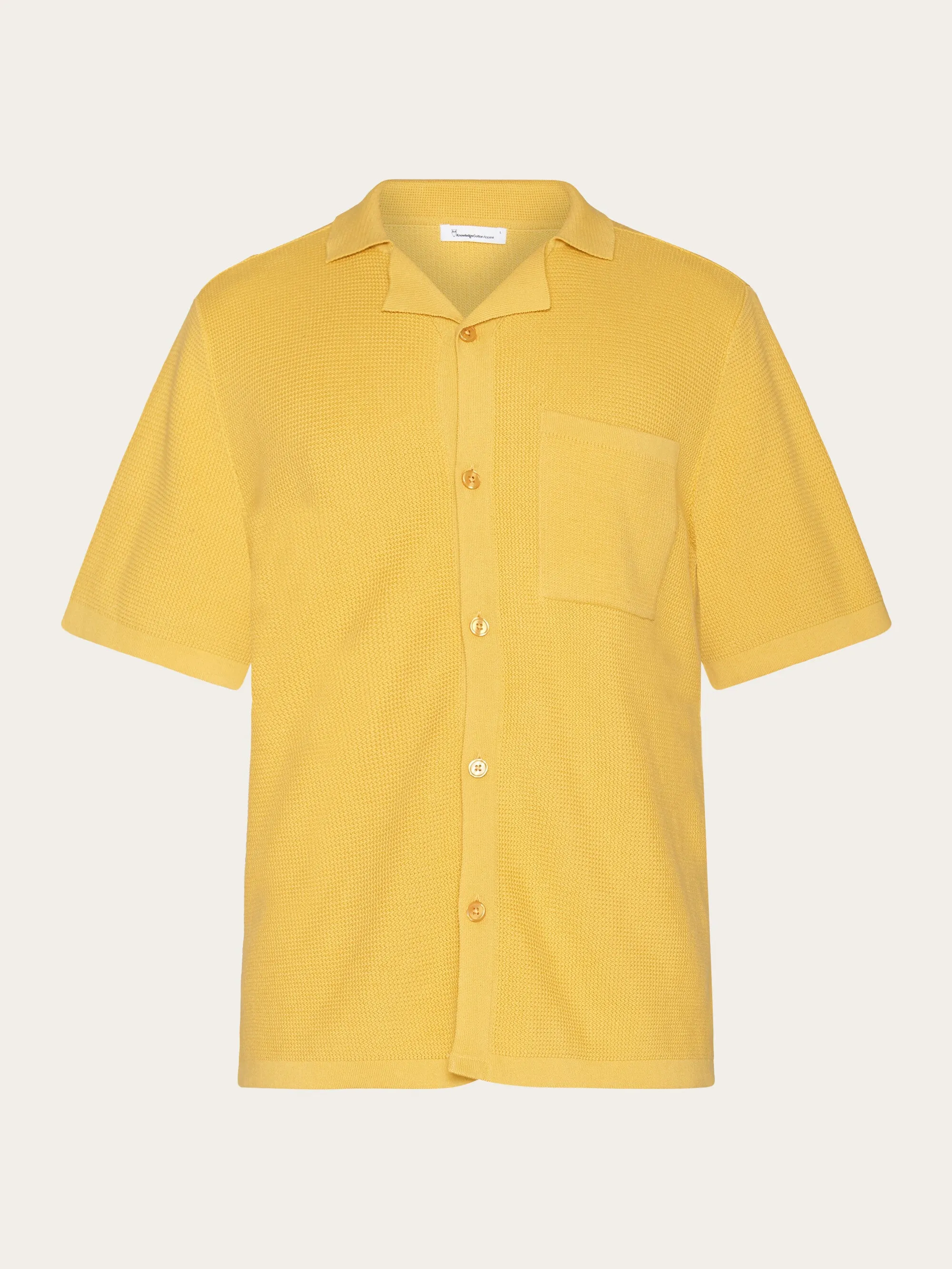 Boxy short sleeve structured knitted shirt - Regenerative Organic Certified™ - GOTS/Vegan - Misted Yellow