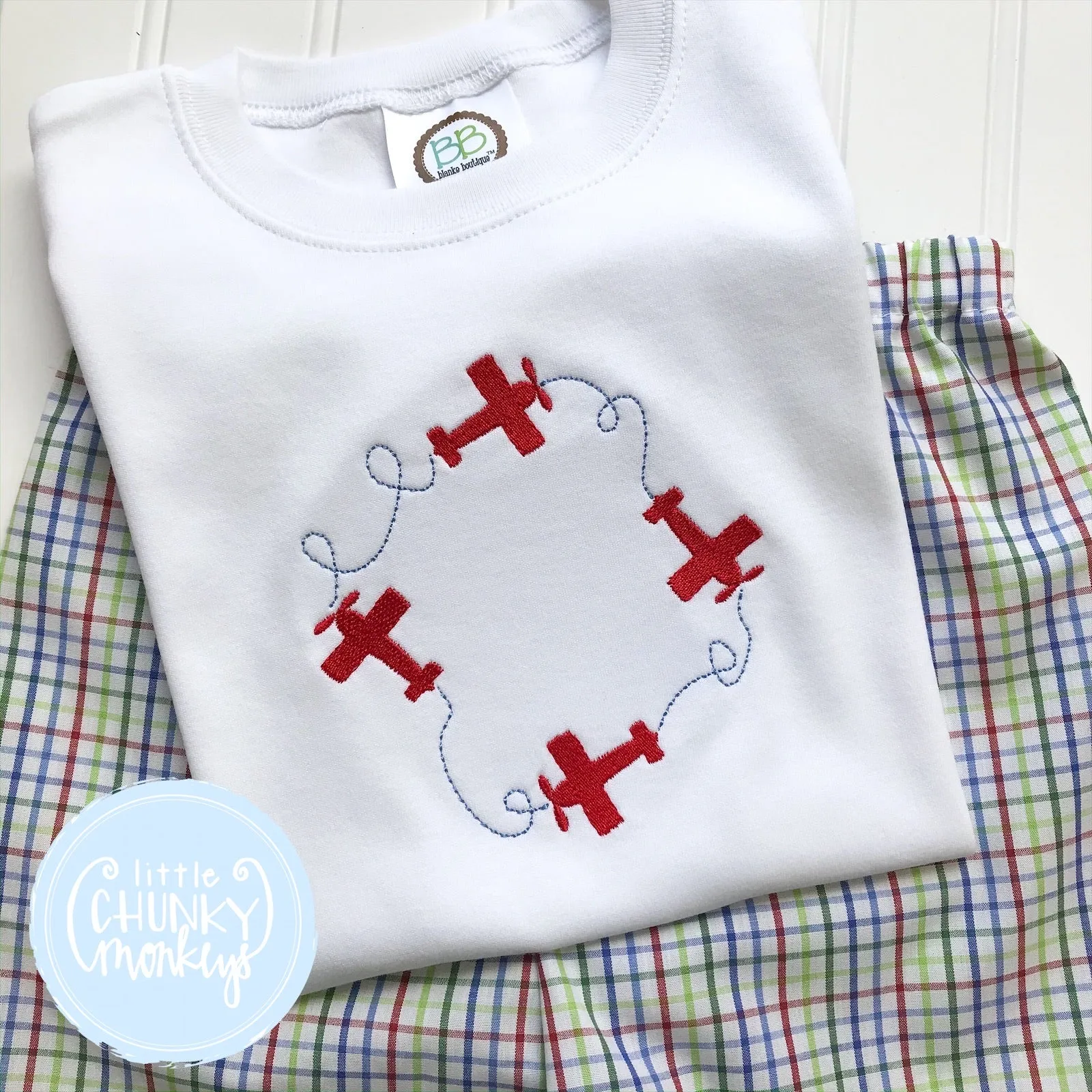 Boy Shirt - Airplane Monogram Frame